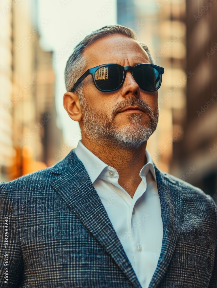 Hipster Man in Sunglasses with Facial Hair and Blazer Hipster Man in Sunglasses with Facial Hair and Blazer