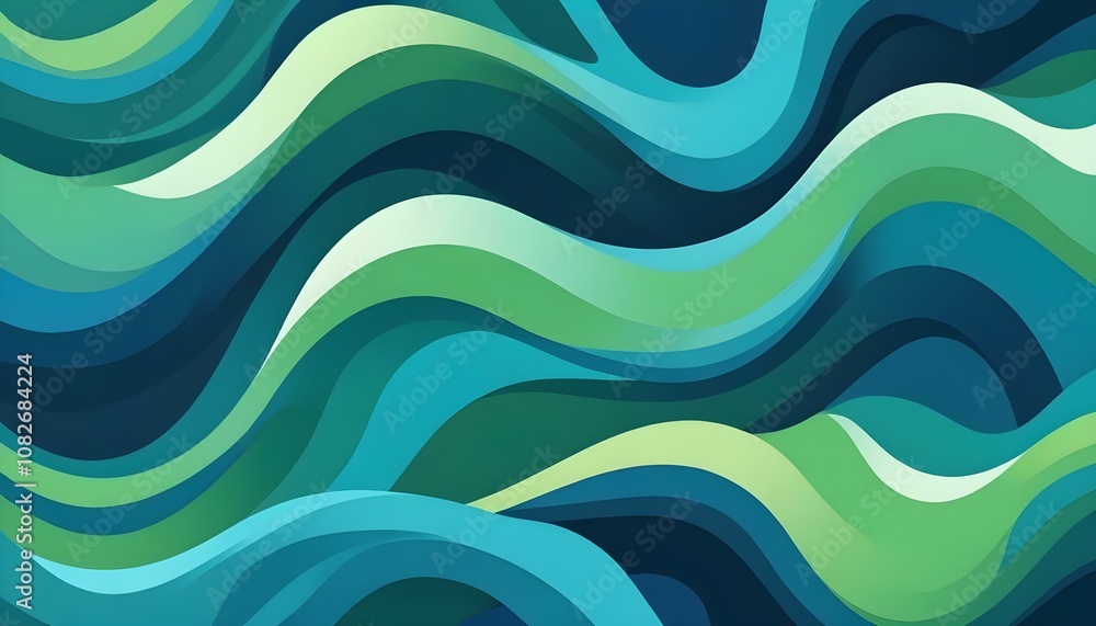 Un diseño abstracto de ondas y curvas fluidas en tonos de azul y verde, simulando el movimiento del agua. La mezcla de colores crea un efecto de calma y frescura, ideal para transmitir serenidad Un diseño abstracto de ondas y curvas fluidas en tonos de azul y verde, simulando el movimiento del agua. La mezcla de colores crea un efecto de calma y frescura, ideal para transmitir serenidad