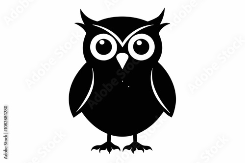 Owl bird, vector black color silhouette illustration for icon, logo, poster, banner. Abstract Wild animal, isolated For zoo, hunt shop, ildlife magazine,simple illustration owl Vector.