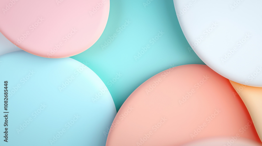 Obraz premium Abstract geometric shapes in fresh modern colors create vibrant and soothing composition. soft pastel hues blend harmoniously, evoking sense of calm and creativity