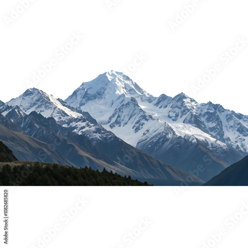 Majestic Snow-Capped Mountains isolate on transparent background cutout, PNG file, Cutout file photo