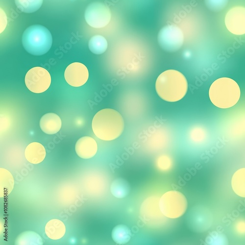 Seamless light green background featuring floating circles, evoking a festive and celebratory atmosphere
