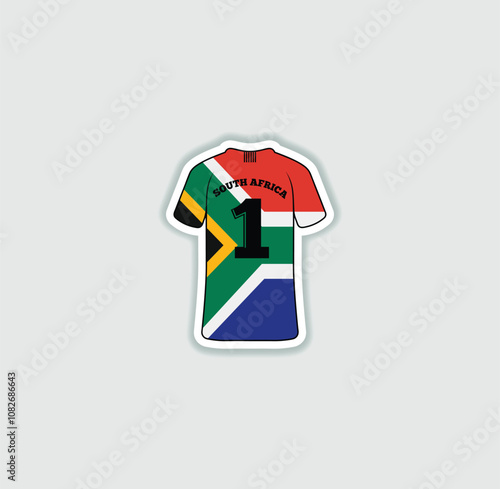 Get a sticker with a unique design of the South Africa football jersey! A stylish and vibrant accessory for fans. Show your support for your favorite team!