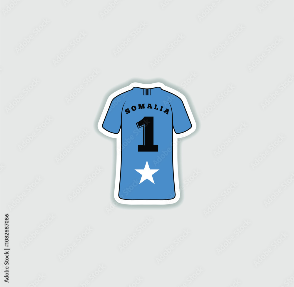 Get a sticker with a unique design of the Somalia football jersey! A stylish and vibrant accessory for fans. Show your support for your favorite team! Get a sticker with a unique design of the Somalia football jersey! A stylish and vibrant accessory for fans. Show your support for your favorite team!