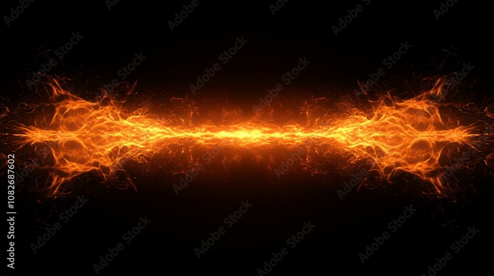 Fototapeta premium Flame of fire burning on a dark background, fire, flame, black background, heat, energy, inferno, heatwave, burning, danger