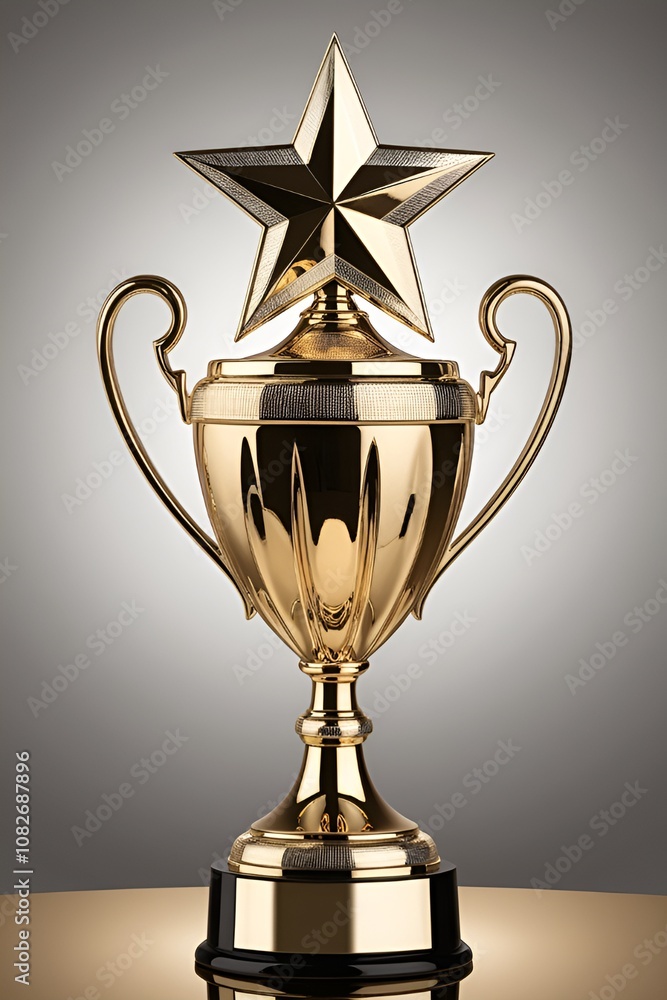 A golden trophy with a star on top A golden trophy with a star on top