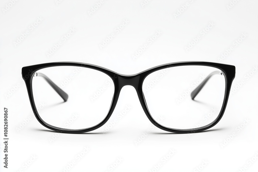 Fototapeta premium Classic black eyeglasses on plain white background