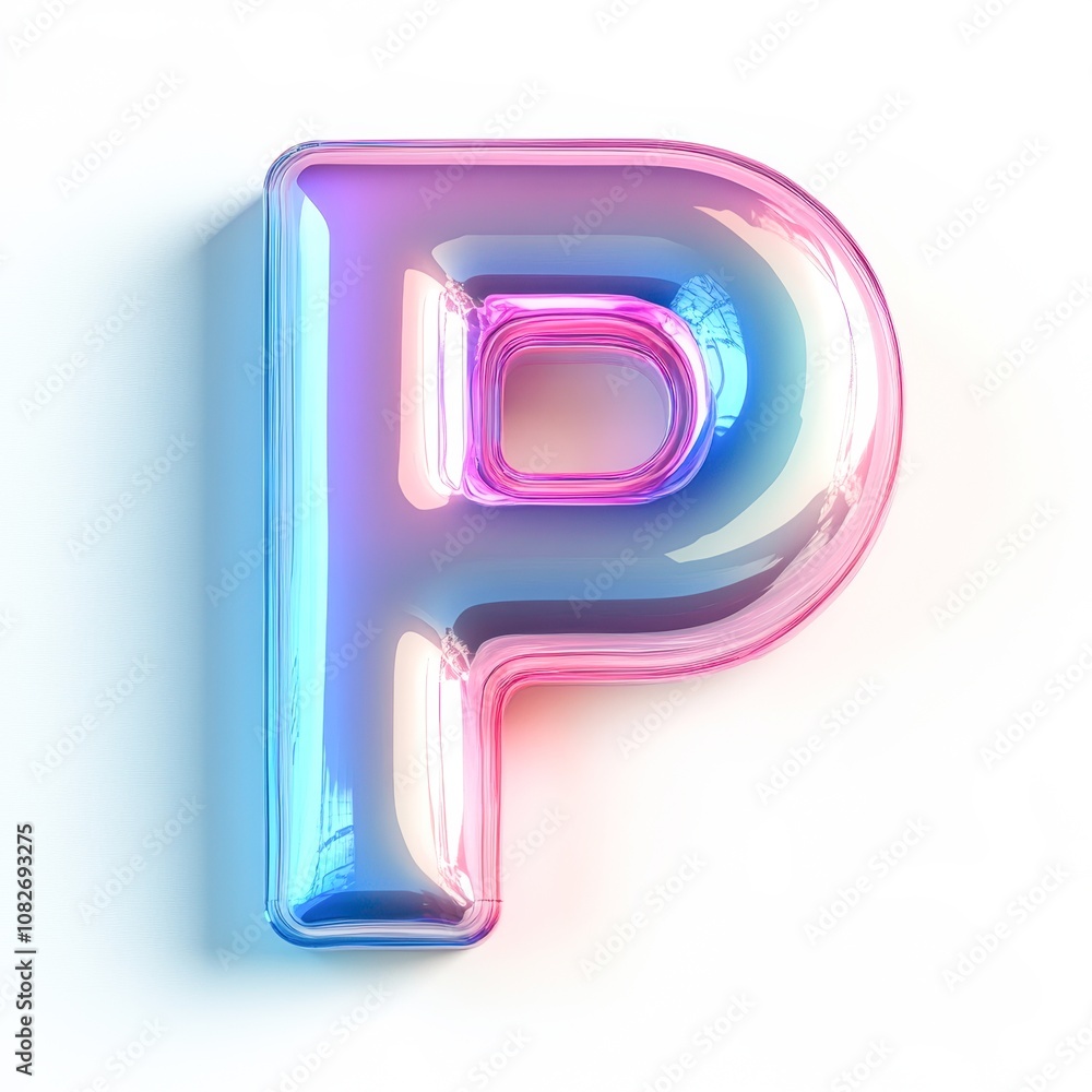 A colorful, glossy letter P showcases a blend of pink and blue hues, This modern design is ideal for branding materials, educational content, or creative projects emphasizing vibrant typography, A colorful, glossy letter P showcases a blend of pink and blue hues, This modern design is ideal for branding materials, educational content, or creative projects emphasizing vibrant typography,