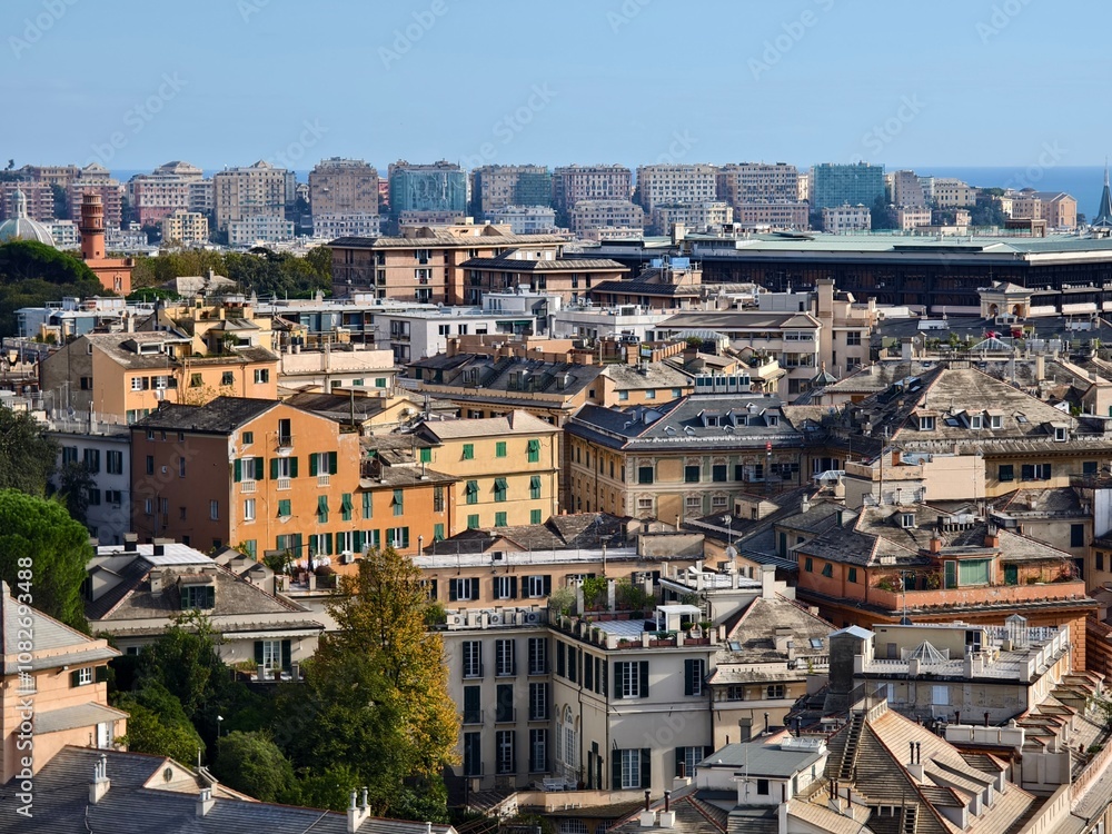 the panorama view of Genova city in Italy the panorama view of Genova city in Italy