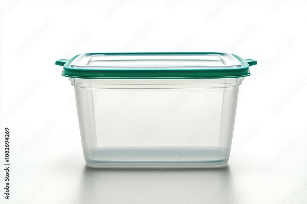 Small clear food storage container with green lid Small clear food storage container with green lid
