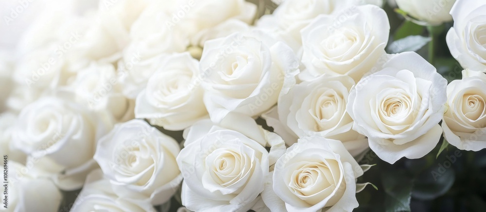 Close-up bunch white roses are full bloom A backdrop Close-up bunch white roses are full bloom A backdrop