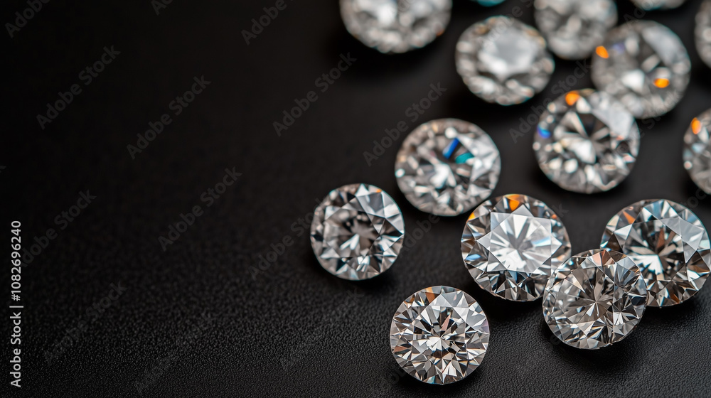 Shiny Diamonds on Black Background Shiny Diamonds on Black Background