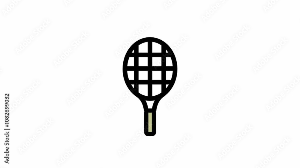 Modern tennis racket animated icon - sports motion design Modern tennis racket animated icon - sports motion design
