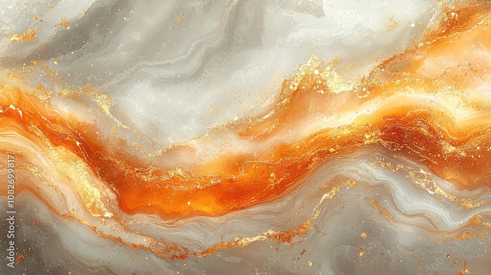 A swirling abstract design featuring orange and gold hues against a gray background. A swirling abstract design featuring orange and gold hues against a gray background.