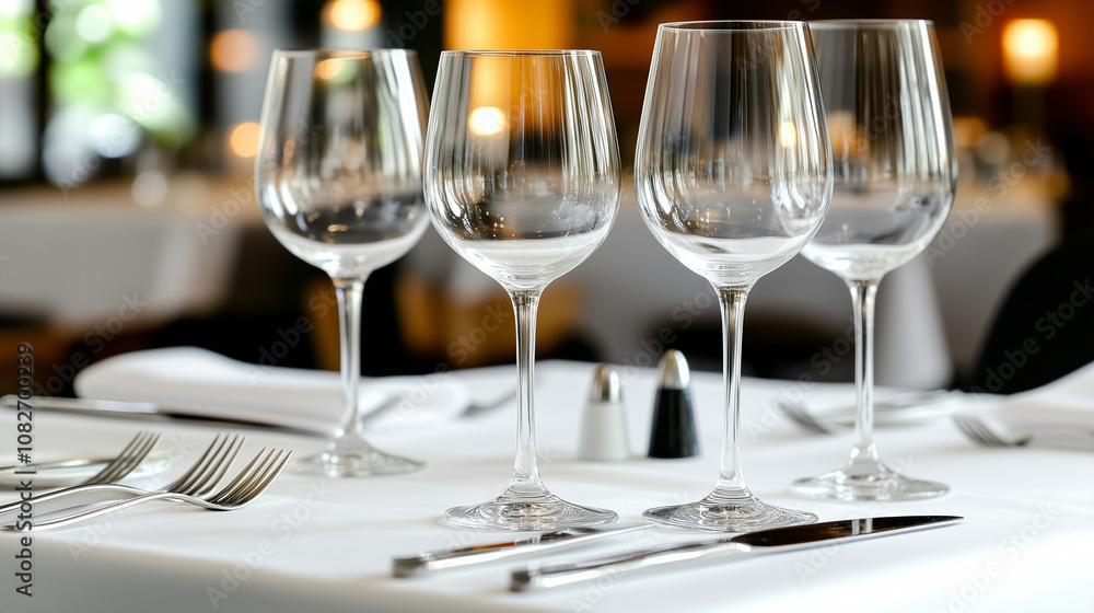Sophisticated Table Setting in a High-End Restaurant Sophisticated Table Setting in a High-End Restaurant