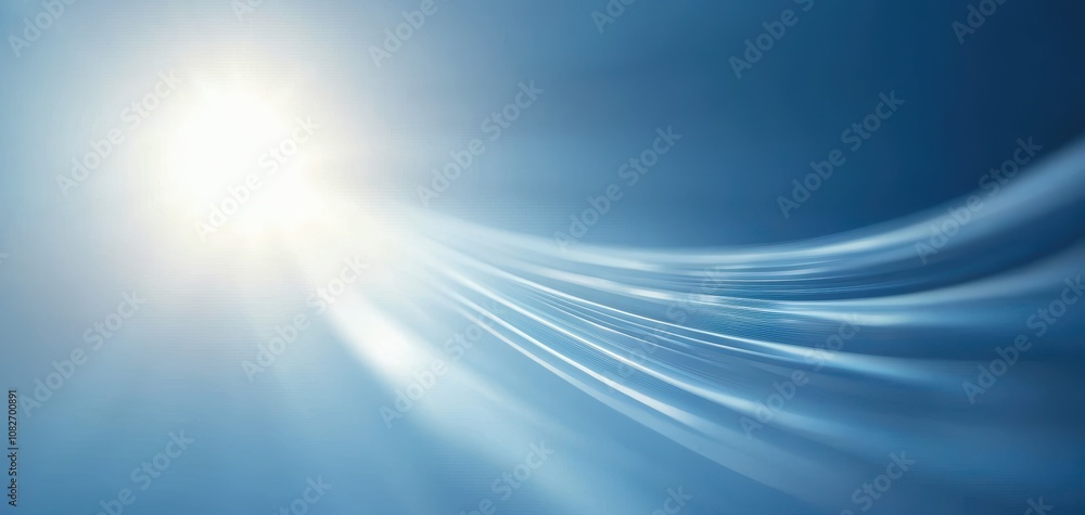 Infrastructure headquarters concept. A bright, radiant light shines through a blue background, creating soft, flowing patterns that evoke a sense of tranquility and inspiration. Infrastructure headquarters concept. A bright, radiant light shines through a blue background, creating soft, flowing patterns that evoke a sense of tranquility and inspiration.