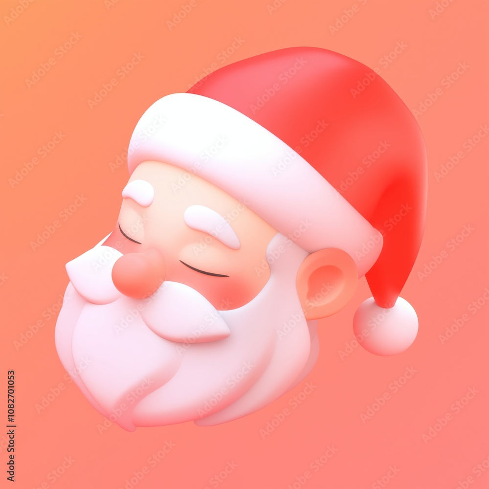 Whimsical santa claus face on soft gradient background – festive holiday icon with merry expression and classic red hat Whimsical santa claus face on soft gradient background – festive holiday icon with merry expression and classic red hat