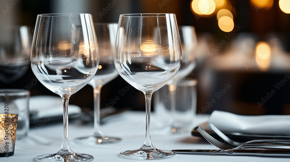 Elegant Restaurant Table Setting with Neatly Arranged Tableware Elegant Restaurant Table Setting with Neatly Arranged Tableware