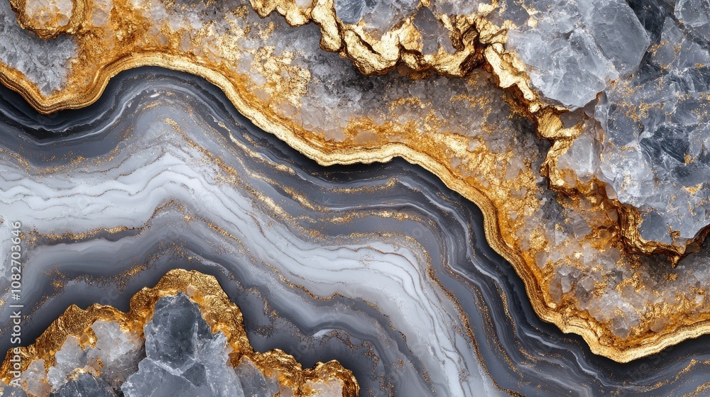 Elegant Abstract Geode Background with Golden Veins and Striking Gray and White Textures, Perfect for Modern Design and Artistic Representation Elegant Abstract Geode Background with Golden Veins and Striking Gray and White Textures, Perfect for Modern Design and Artistic Representation