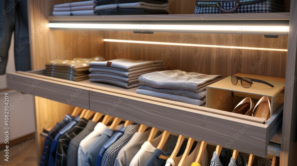 Modern storage racks with integrated LED lighting Modern storage racks with integrated LED lighting