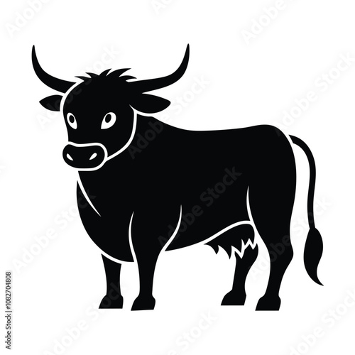 Solid color Highland Cattle animal vector design