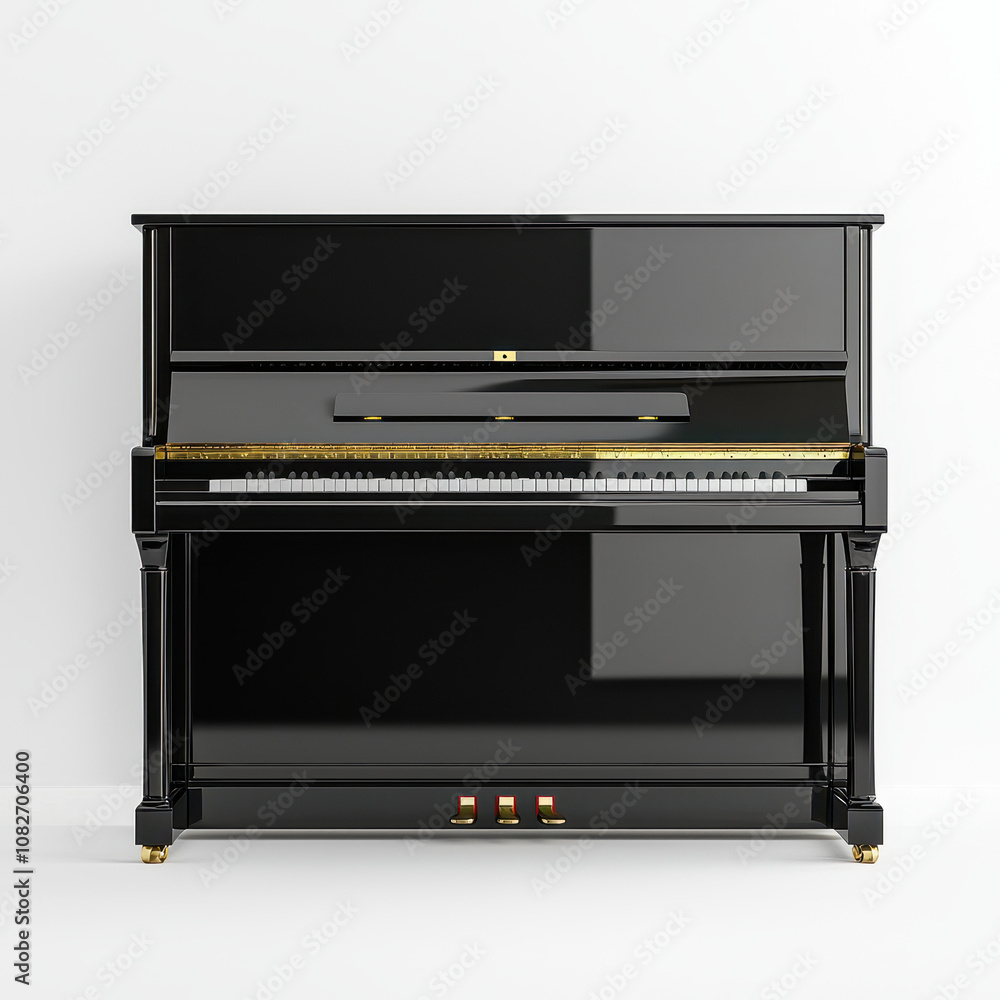 Classic Upright Piano Against White Background Classic Upright Piano Against White Background