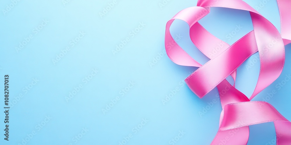 pink ribbon on blue background pink ribbon on blue background