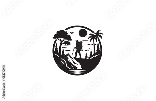 adventure silhouette vector outline art illustration logo design