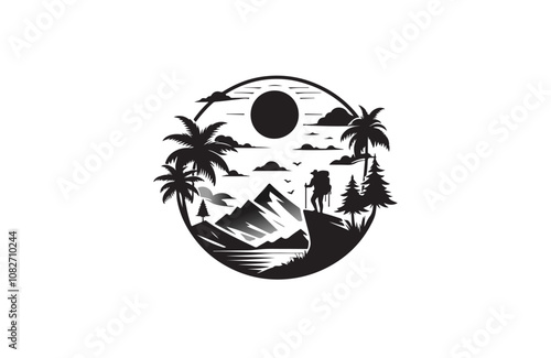 adventure silhouette vector outline art illustration logo design