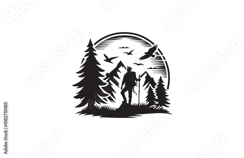 adventure silhouette vector outline art illustration logo design