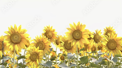 Sunflower field background white isolated background photo