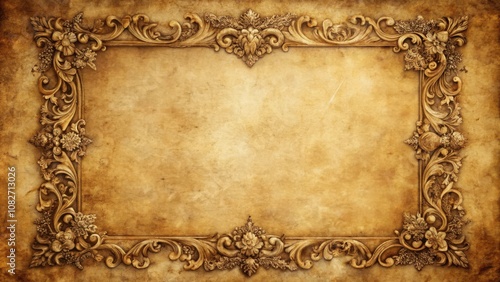 Vintage Grunge Paper Background with Ornate Antique Frame for Graphic Designers