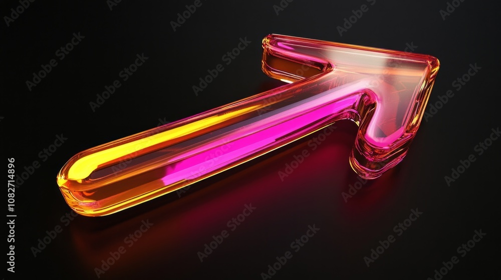 glassy 3d arrow, isolated on a black background, AI Generative glassy 3d arrow, isolated on a black background, AI Generative