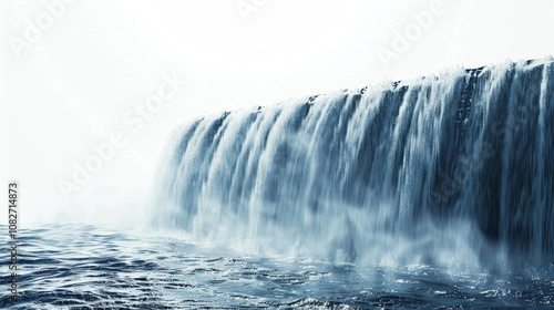 Waterfall background white isolated background
