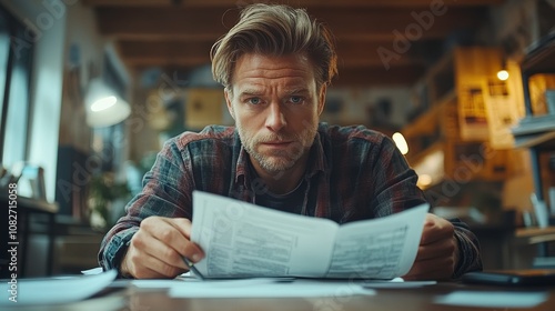 Focused Professional Preparing Report in Quiet Office