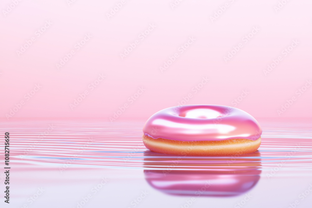 A doughnut with vibrant galaxy-inspired frosting, shimmering under soft light A doughnut with vibrant galaxy-inspired frosting, shimmering under soft light