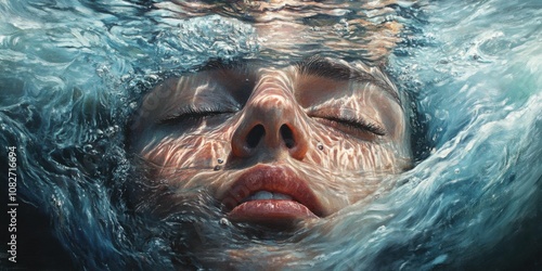 Close-up of a face partially submerged in water, representing the feeling of drowning in emotions
