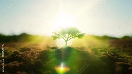 A seed growing into a full grown tree animation.