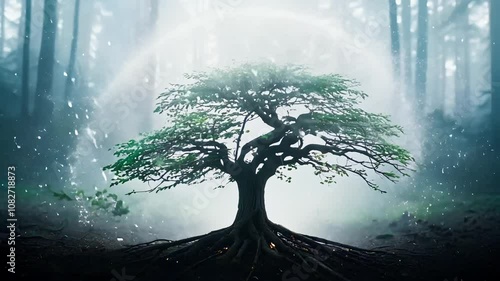 A seed growing into a full grown tree animation.