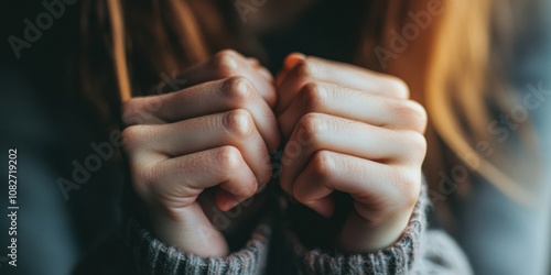 Close-up of nails bitten and fingers fidgeting, capturing anxious habits