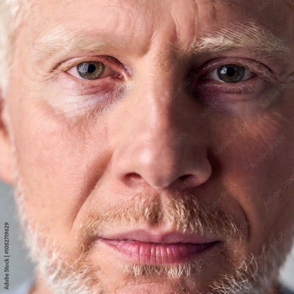 Studio close-up portrait. man face with Albinism Studio close-up portrait. man face with Albinism