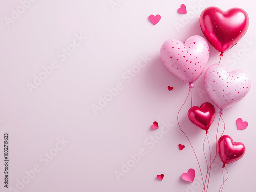 Valentine's day hearts ballons with copyspace, saint valentine and love background concept, blank space, hd photo