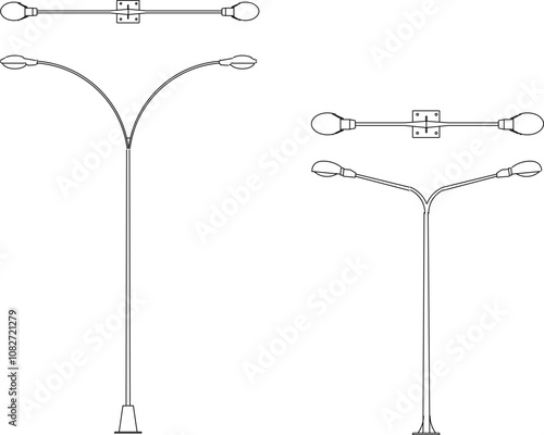 Vector sketch illustration of street lighting lamp design silhouette