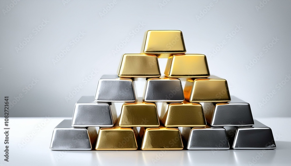 Stacked gold and silver bars Stacked gold and silver bars