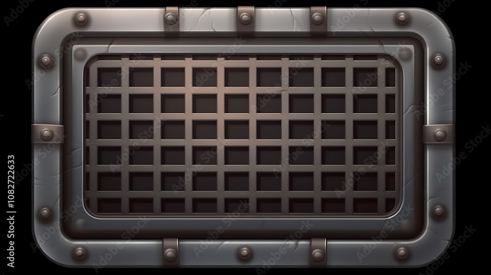 Metal Window with a Square Grid Pattern Metal Window with a Square Grid Pattern