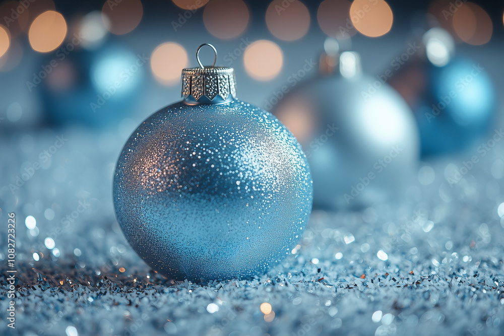 blue Christmas ornaments with open space for text blue Christmas ornaments with open space for text