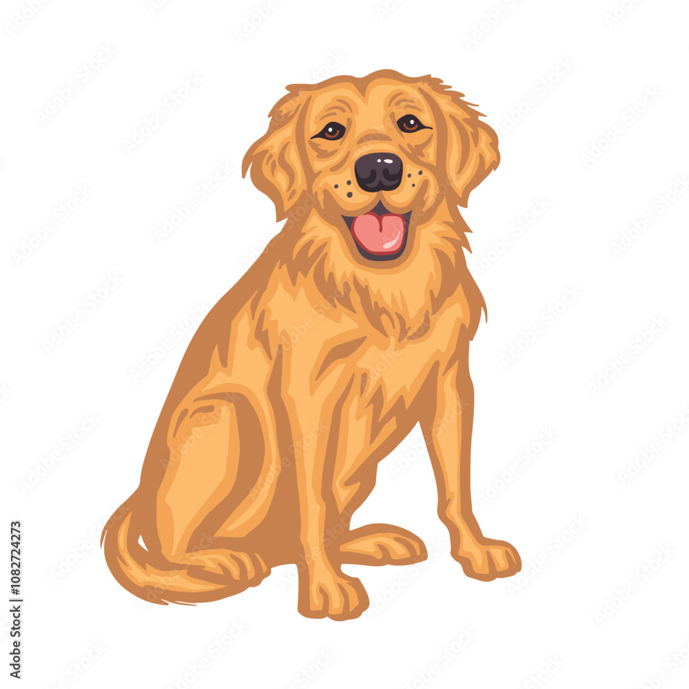 Happy Golden Labrador Dog Vector Illustration Happy Golden Labrador Dog Vector Illustration