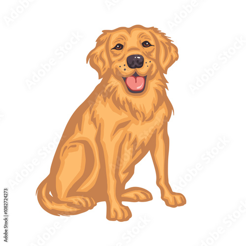 Happy Golden Labrador Dog Vector Illustration