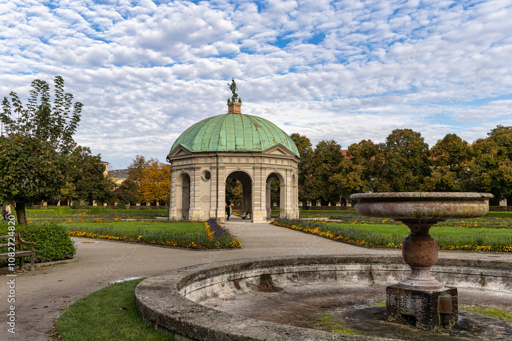 Autumn view of Hofgarten Park with Dianatempel in Munich, Germany Autumn view of Hofgarten Park with Dianatempel in Munich, Germany