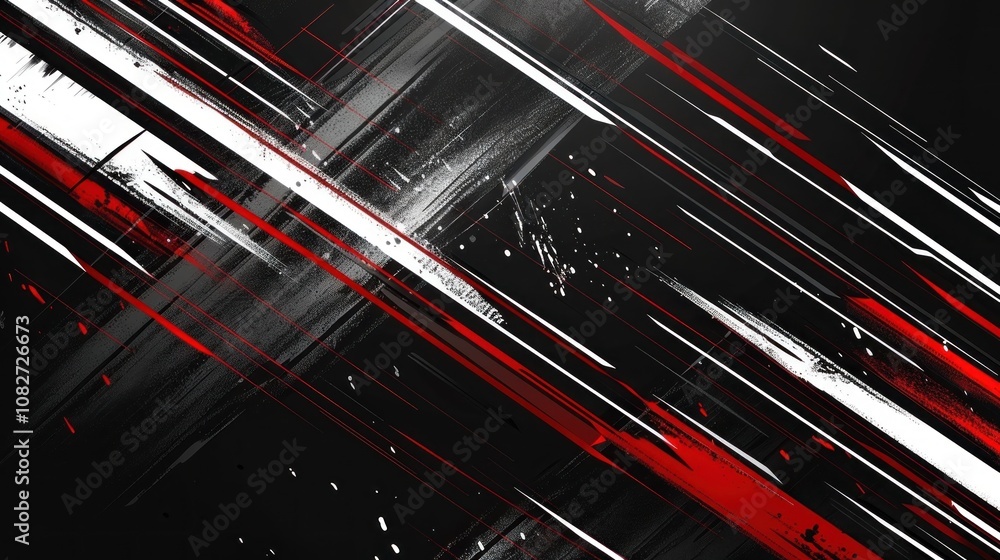 Fototapeta premium Abstract Digital Artwork with Red and White Strokes